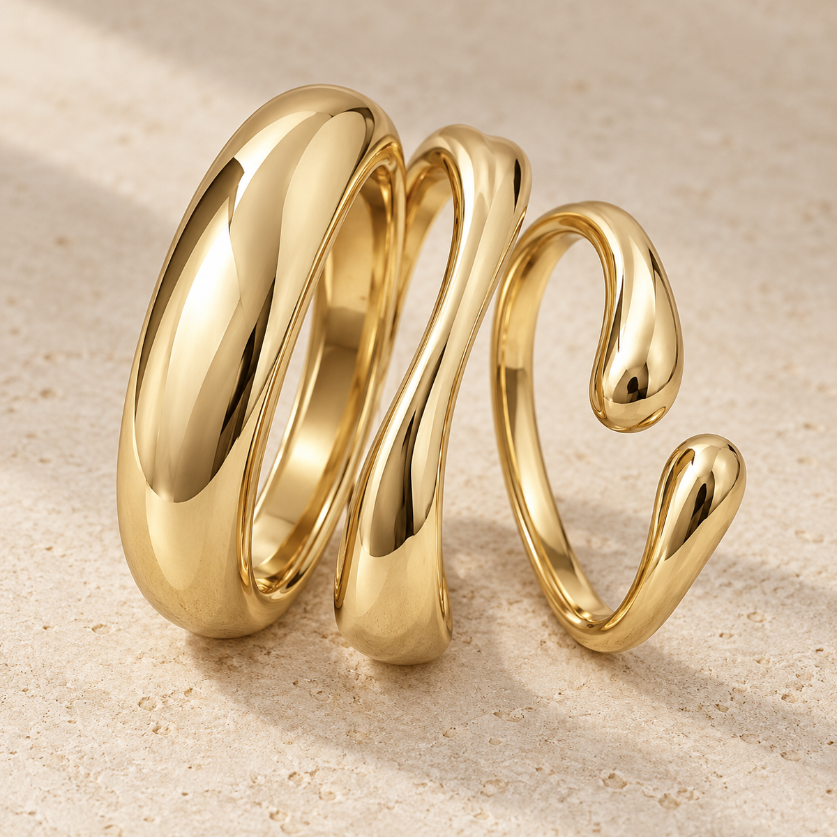 Waveform Sculptural Bangle Set