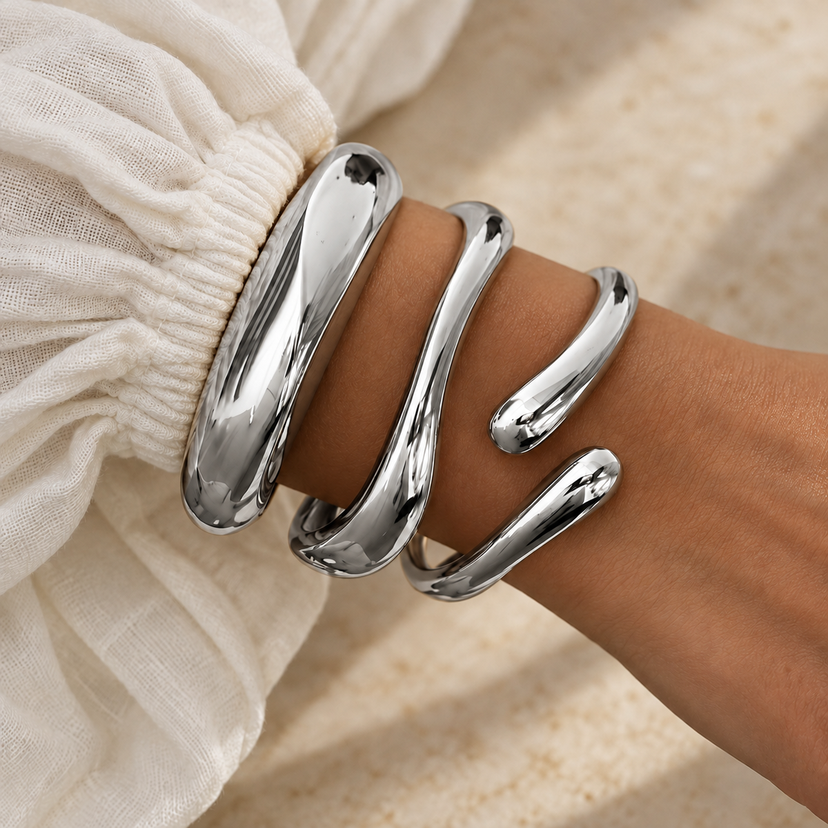 Waveform Sculptural Bangle Set