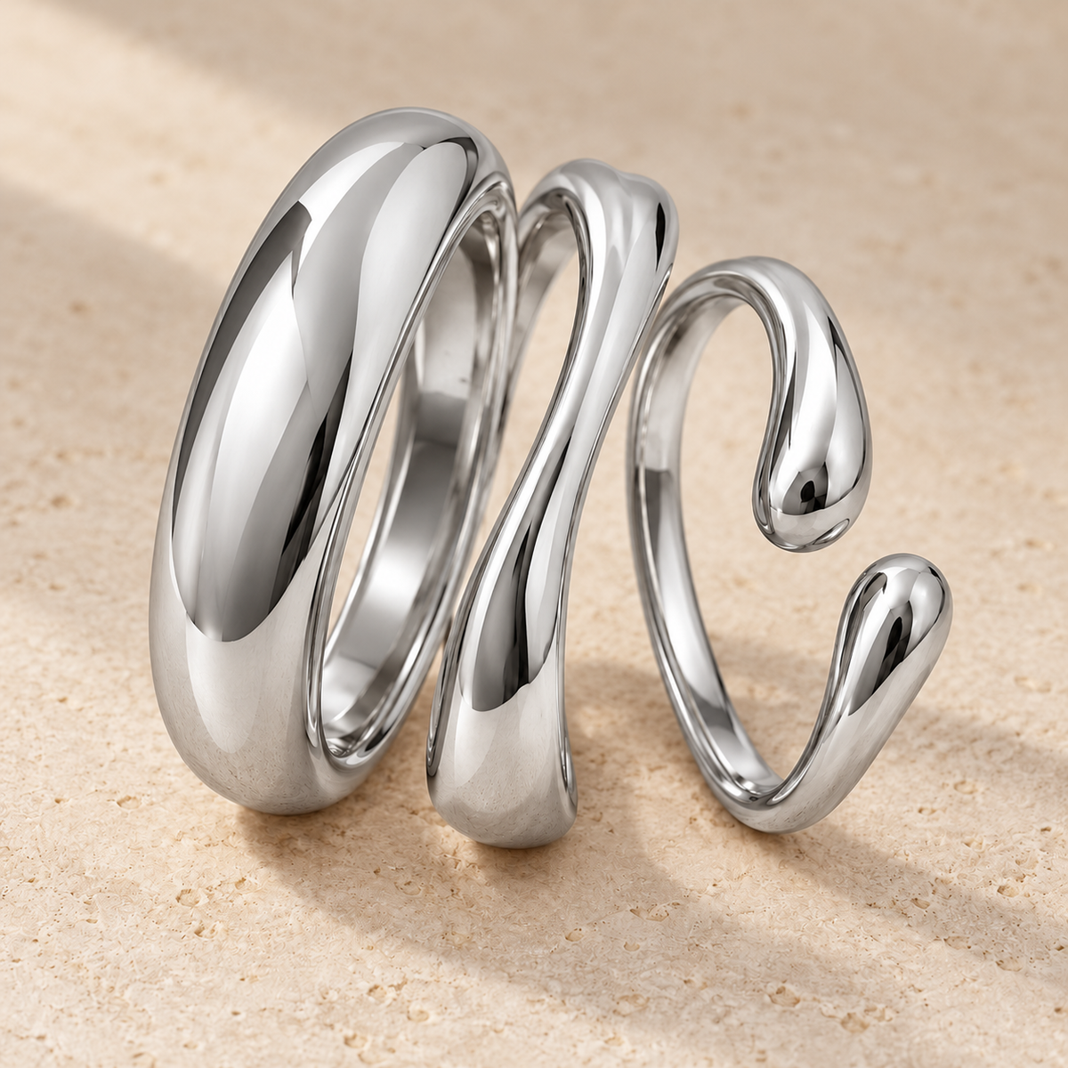 Waveform Sculptural Bangle Set