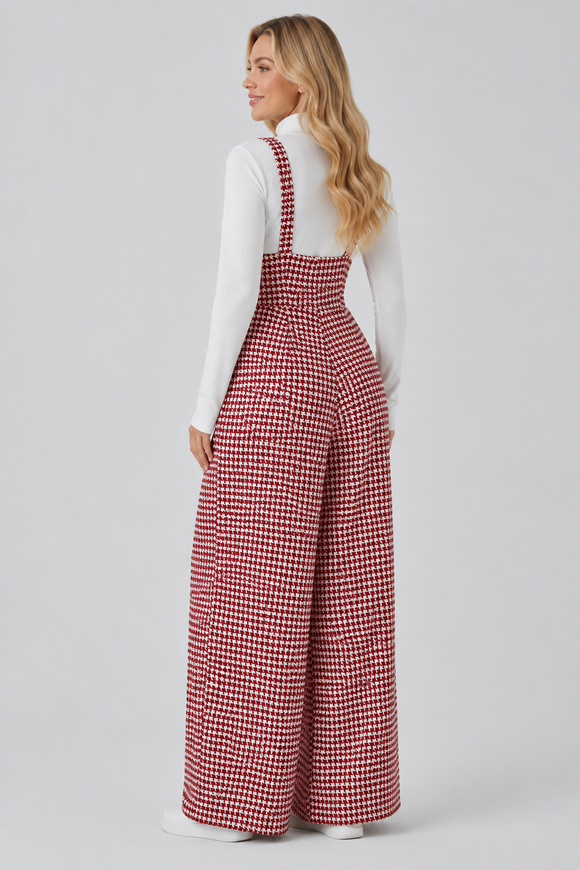 Women's Houndstooth Wide-Leg Jumpsuit