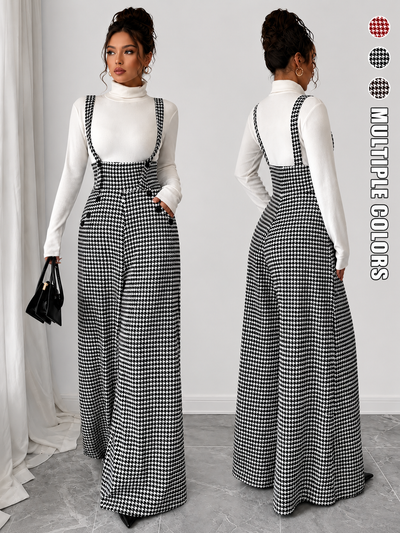 Women's Houndstooth Wide-Leg Jumpsuit