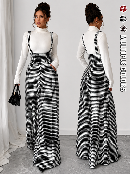 Women's Houndstooth Wide-Leg Jumpsuit
