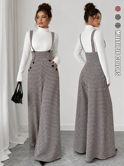 Women's Houndstooth Wide-Leg Jumpsuit