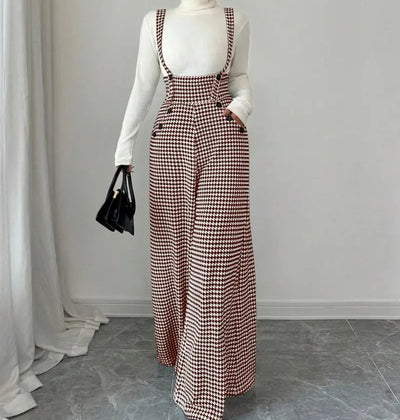 Women's Houndstooth Wide-Leg Jumpsuit